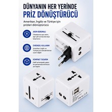 CoverZone Akım Korumalı Universal Fiş Çoklu Priz CV640 Priz Çevirici Dönüştürücü Kompakt Tasarım Amerikan Fişi, Ingiliz, Türkiye 125V - 250V 13A (Beyaz) (995L)