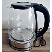Renas Store Crwn Cam Gövdeli 1.8l Elektrikli Su Isıtıcı Kettle 1500W Hızlı Kaynatma LED Işıklı