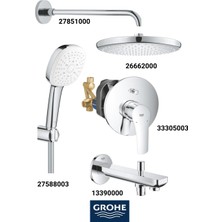 Grohe Eurosmart Ankastre Banyo Bataryası Seti Gagadan Yönlendircili (Oval Tepe Duşlu)