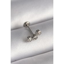 Berselya Underwear & Accessories 316L Çelik Gümüş Renk Zirkon Taşlı Tragus Piercing
