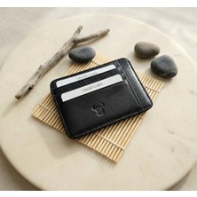 Passtell %100 Hakiki Deri Minimalist Tek Parça Ultra Ince Oval Kredi Kartlık ve Cüzdan