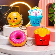 Kuzey Oyuncak 4 Adet Mini Fast Food Sukuşi Set Yumuşak Duyusal Oyuncak Hamburger Patates Donolt Cupcake Anahtarlık