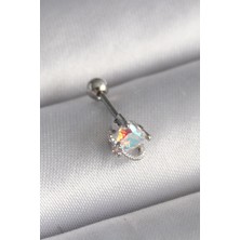 Berselya Underwear & Accessories 316L Çelik Gümüş Renk Zirkon Taşlı Kalp Tragus Piercing