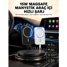 Marsilyan 15W Kablosuz Şarj Destekli Magsafe Araç Tutucu Havalandırma Klipsli