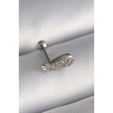 Berselya Underwear & Accessories 316L Çelik Gümüş Renk Zirkon Taşlı Kanat Tragus Piercing