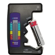 Renas Store Evrensel Dijital Pil Test Cihazı – Aa, Aaa, C, D, N, 9V ve Düğme Pil Uyumlu Mini Pil Kapasite & Seviye Ölçer