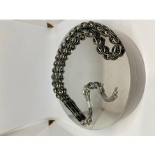 Tesbih TSBH0121BC 925 Ayar Gümüş Püsküllü Gümüş-Firuze-Mercan Işlemeli Beyzi Kesim Usta El Işçilikl