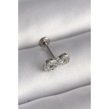 Berselya Underwear & Accessories 316L Çelik Gümüş Renk Zirkon Taşlı Sonsuzluk Model Tragus Piercing