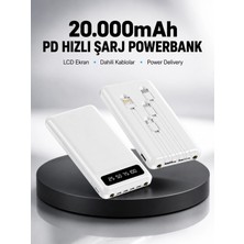 Marsilyan LED Işıklı 20.000MAH Powerbank LCD Gösterge Dahili Çoklu Kablo Yeni Nesil