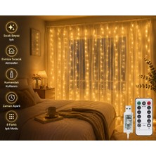 Home Dekor Hediye 10 Sarkıtlı 8 Modlu 3x3 Metre Gün Işığı Perde LED Işık USB Kumandalı Yılbaşı Parti Aydınlatması