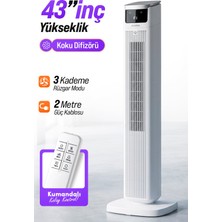 Auhma ACFN05 43" Kule Tipi Vantilatör Beyaz | 45W Sessiz Çalışma | 3 Hız Kademesi | LED Dokunmatik Ekran | Uzaktan Kumandalı | Salınımlı Tower Fan