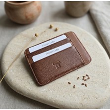 Passtell %100 Hakiki Deri Minimalist Tek Parça Ultra Ince Oval Kredi Kartlık ve Cüzdan