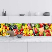 Astraltech Mutfak Tezgah Arası Folyo Fayans Kaplama Folyosu Meyve Sebzeler 60X100 cm