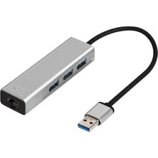 Astraltech Bix BX06HB USB 3.0, 1000MBPS Güvenilir Kablolu Ağ Bağlantısı, 3 Portlu Çoklayıcı Hub 10, 8.