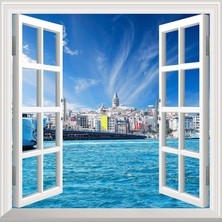 Astraltech Pencere Poster Duvar Kağıdı Istanbul Galata Yapışkanlı Sticker