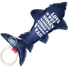 Astraltech Denim Köpek Oyuncağı – Köpekbalığı Şekilli, Elyaf Dolgulu, Pamuk Halatlı Dayanıklı Oyuncak