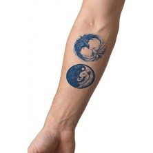 Astraltech Aslan Aka Ying Yang Yarı Kalıcı El Boyun Bilek Için Aylık Geçici Dövme 12X7 cm