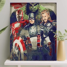 Astraltech Palmiye Hobi Sanat Sayılarla Boyama Tuval Seti Fırça Boya Dahil (Çıtalı) 40X50 cm - Avengers