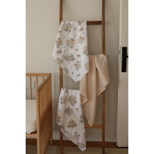 Astraltech Sallhomee Çok Amaçlı Müslin Örtü, Pamuklu, Bej, Bebek, 2 Katlı, 3'lü Set, Koala Desenli, Antibakter