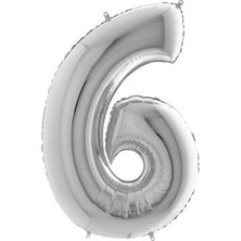 Marsilyan 6 Rakamlı 16 Inç Gümüş Renk Folyo Balon 36 cm (Gümüş)