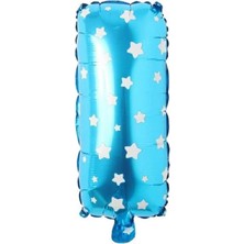 Marsilyan I Harfi 16 Inç Mavi Yıldızlı Renk Folyo Balon 36 cm (Mavi)