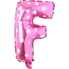 Marsilyan F Harfi 16 Inç Pembe Kalpli Renk Folyo Balon 36 cm (Pembe)
