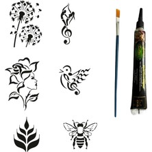 Astraltech Müzik ve Doğa Tüp Kına ve Fırça Hediyeli Tattoo Geçici Dövme Seti