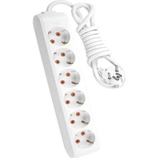 Astraltech Viko Multi-Let Altılı Priz Topraklı Kablolu Çocuk Korumalı 3 Metre-Beyaz