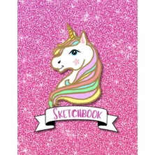 Astraltech Sketchbook: Cute Unicorn Glitter Affect Sparkle Pink Background, Large 8.5" x 11", 110 Pages, Perfe
