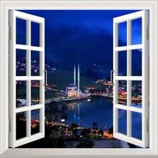 Astraltech Pencere Poster Duvar Kağıdı Uzungöl Akşam Yapışkanlı Sticker