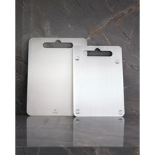 Astraltech Paslanmaz Çelik Doğrama Tahtası Büyük Boy ve Küçük Boy 2'li Set 20X30 ve 25X33 cm
