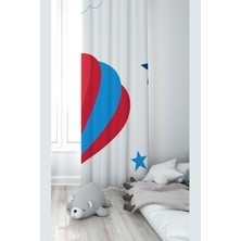 Astraltech Pelangi Beyaz Balon ve Yıldız Desenli Dijital Baskı Yıkanabilir Bebek Çocuk Odası Fon Perdesi, Baya