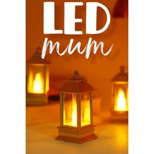 Astraltech 3 Adet LED Mum Mini Dörtgen Tip Pil Dahil Dumansız Alev Ledli Yapay Dekoratif Mum Işığı Altin PT434