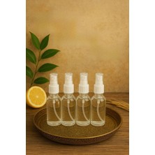 Astraltech 4 Adet Şeffaf Kapaklı Beyaz Sprey Fısfıs Kolonya Dezenfektan Çok Amaçlı Cep Çanta Cam Şişe 50ML