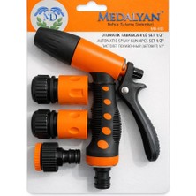 Astraltech 4 Parça Otomatik Su Tabancası Seti, Ergonomik Plastik Saplı, Ayarlanabilir Püskürtme Başlıklı, 1/2”