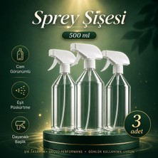Astraltech (3 Adet) Şeffaf Cam Görünümlü 500 ml 20 cm Çok Amaçlı Sprey Şişesi Kuaför Bitki Temizlik Püskürtme