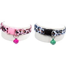 Astraltech X-Perk Leopar Desenli Zilli Kedi Köpek Tasması Boyun Tasma Ayarlı 2'li Set