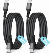 Astraltech 2ADET x 2metre Type C-C Kablo Seti, 60WATT Pd Hızlı Şarj, 15/16/17 ve Andoid Için, Siyah/ant