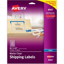 Astraltech Avery Mürekkep Püskürtmeli Yazıcılar Için Mat Buzlu Şeffaf Tam Sayfa Etiketleri, 8,5 Inç x 11 Inç,