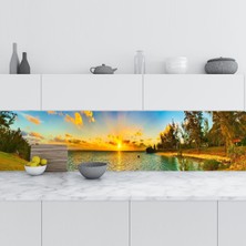 Astraltech Mutfak Tezgah Arası Folyo Fayans Kaplama Folyosu Gün Batımı Kıyı 60X500 cm