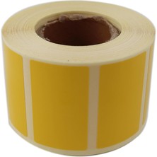 Astraltech Kuşe Sarı Renk Baskılı Etiket 50MM x 30MM Ölçülerinde 1000 Adet 40MM Kuka Çapında Kendinden Yapışka