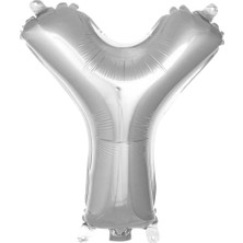 Marsilyan Y Harfi 16 Inç Gümüş Renk Folyo Balon 36 cm (Gümüş)
