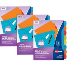 Astraltech Avery Big Tab 21210 Ayırma Sayfası, Sağlam Plastikten, 8 Kayıt Kartı, Çok Renkli, 3 Set