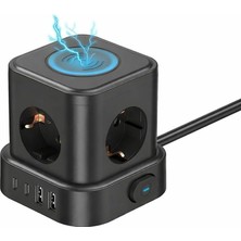 Astraltech 4'lü Küp Priz Çoklayıcı, 2 USB + 2 Type-C, 5W Şarj, 2 Metre Kablolu, Aç/kapa Anahtarlı, Ev