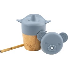 Astraltech Citron Citron 2'si 1 Arada Kapaklı ve Pipetli Organik Bambu Alıştırma Bardağı - Blue 1073636
