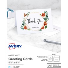 Astraltech Avery Greeting Cards, Inkjet Yazıcılar, 20 Boş Kart ve Zarf, 5,5 x 8,5, Katlanmış (3265)