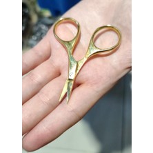 Astraltech 7cm Altın Kaplama Beauty Kaş Bıyık Düzeltme Makası Full Çelik Süper Keskin Güzellik Makyaj Makası