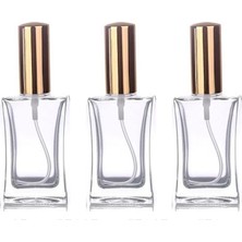 Astraltech Paradise 3 Adet 50 ml Cam Yeniden Doldurulabilir Sprey Kolonya Boş Parfüm Şişesi Altın Renk Kapaklı