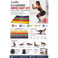 Astraltech 5’li Egzersiz Direnç Bant Seti – Pilates, Yoga, Fitness ve Crossfit Direnç Lastiği Seti | Kalça, Ba