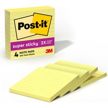 Astraltech Post-It Sticky Notes 4"x4" 4/pkg-Lined Canary Yellow W/90 Sheets